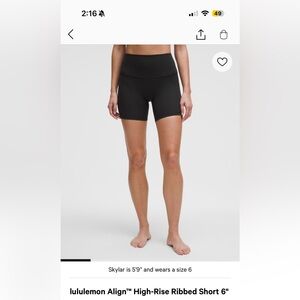 lululemon Align Black High-Rise Ribbed Shorts